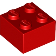 Lego kostka (kostička) 2x2, červená (300321, 300371, 4103590)